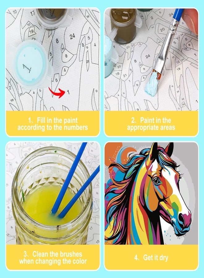 GEEHEIY Paint by Numbers Kit for Kids with Frame - Without Easel, Horse Paint by Number for Kids Ages 8-12, DIY Acrylic Oil Painting for Home Wall Decor (10 x 10 inch) - Image 5